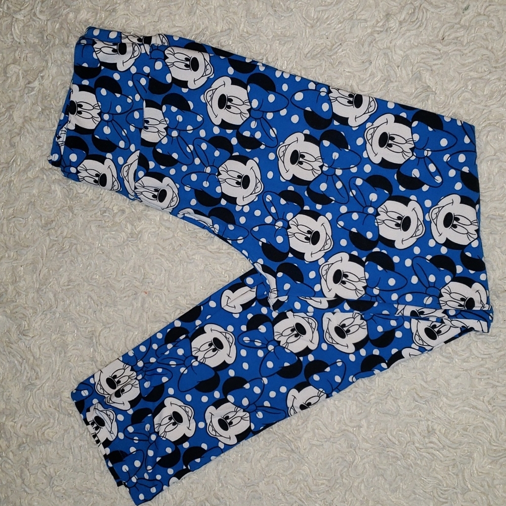 Lularoe Minnie Mouse One Size Blue & White Legging - Picture 2 of 10